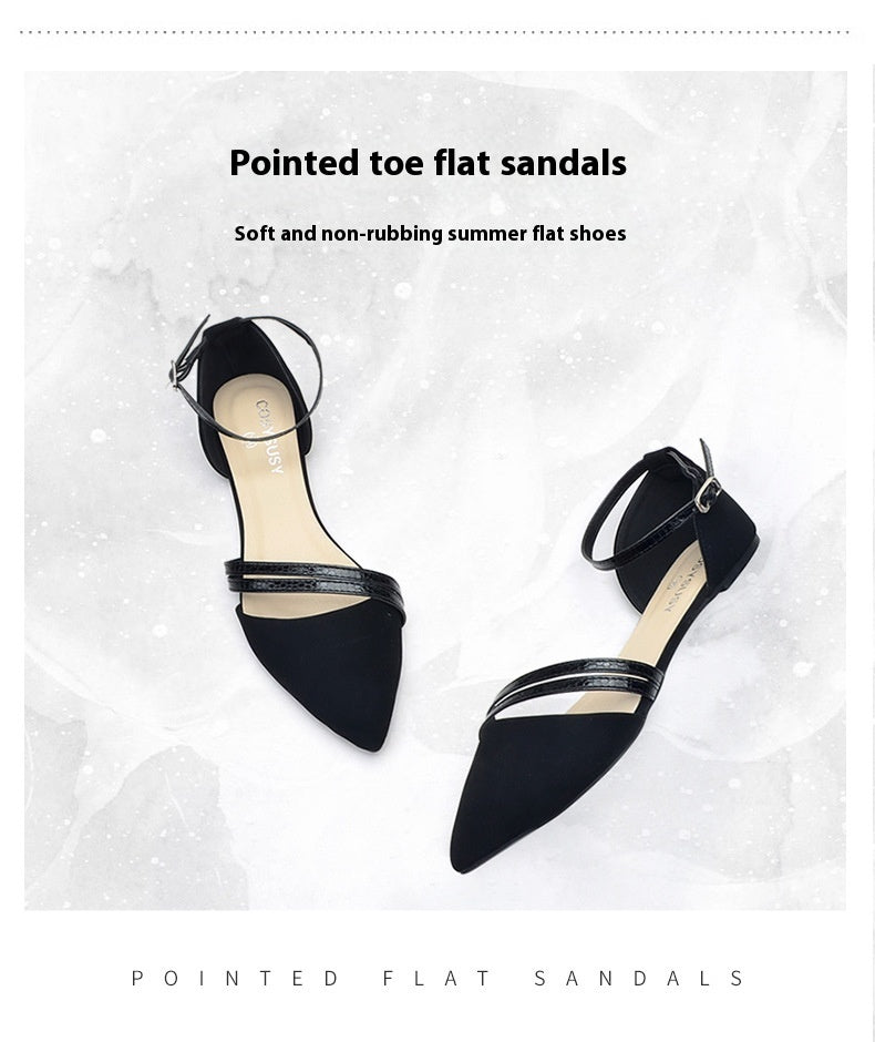 Female Pointed Hollow Back With Flat Sole Sandals