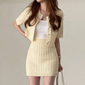 Crew Neck Single Breasted Short Knit