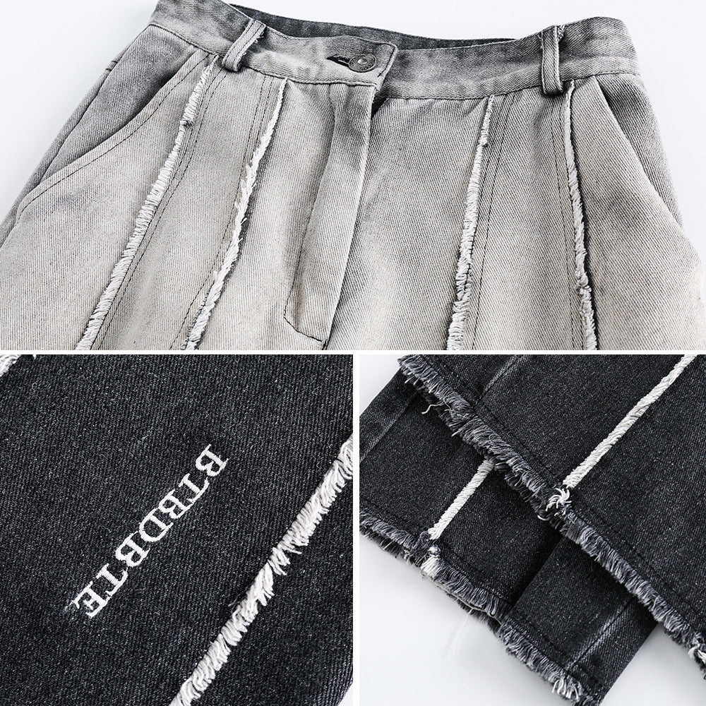 Gradient Denim Overall Suit Men And Women