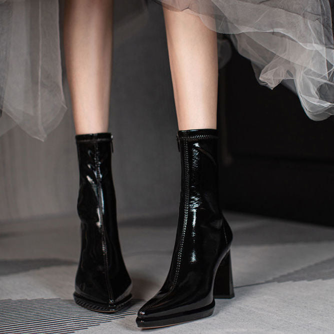 Fashion Pointed Toe Platform High Heel Martin Boots