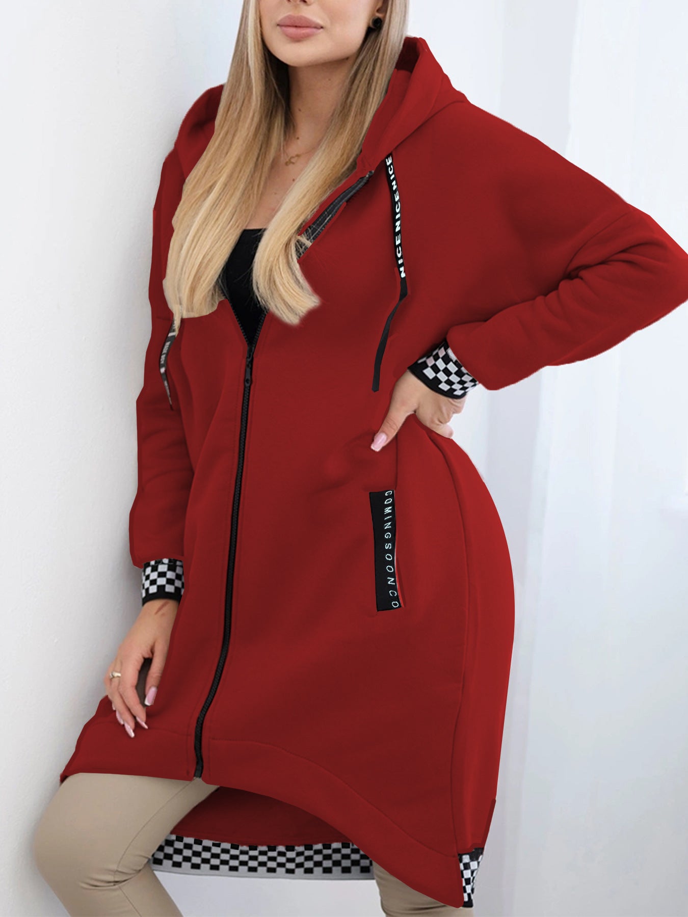 Women's Clothing Long Hooded Loose And Warm Long Sleeve Trench Coat