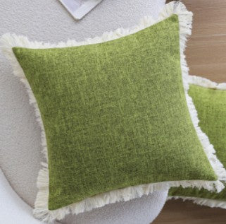 Linen Green Pillow Cover Household Lumbar Support Pillow Pillowcase