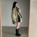 Chic Autumn Idle Style Mid-length Loose Single-breasted Lapel Overall Trench Coat