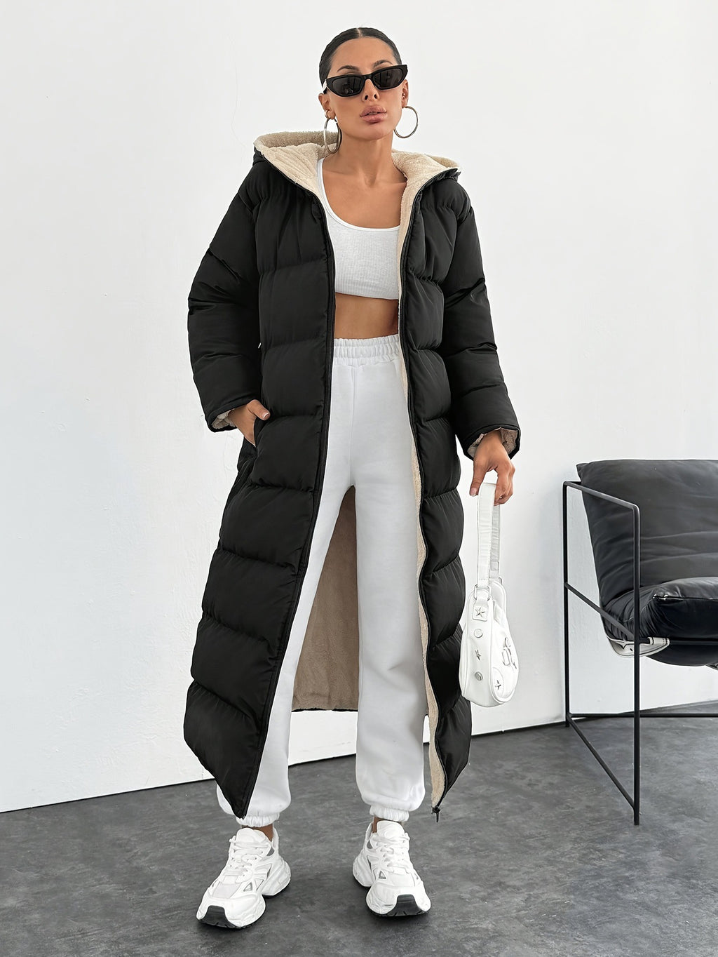 Long Below The Knee Hooded New Leisure Puffer Jacket Coat