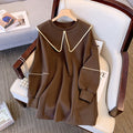 Collar Sweater Women's Casual Loose Slimming Mid-length Fleece Jacket