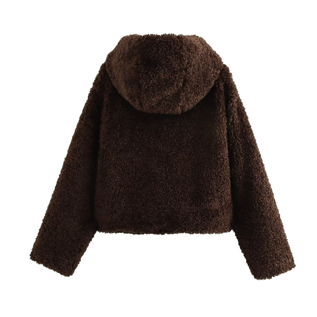 Women's String Button Faux Fur Coat