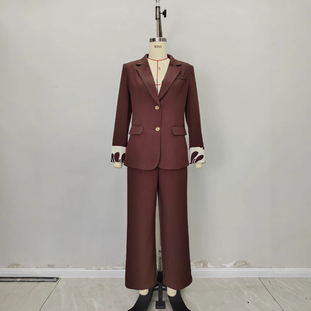 Fashionable Dark Brown Slim-fit Women's Business Suit Two-piece Suit