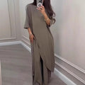 Womens Wide-Leg Pants Suit Fashionable And Casual Solid Color