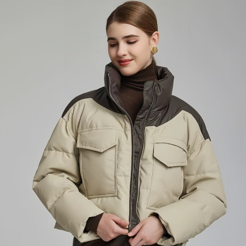 Women's Cotton-padded Short Loose Leather Coat