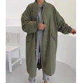 Autumn Winter Retro Idle Style Stand Collar Single-breasted Loose Long Sleeve Trench Coat Women