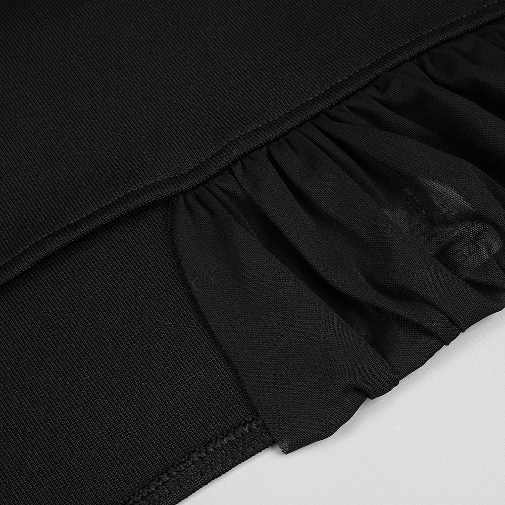 Slit Long Mesh See-through Irregular Dress