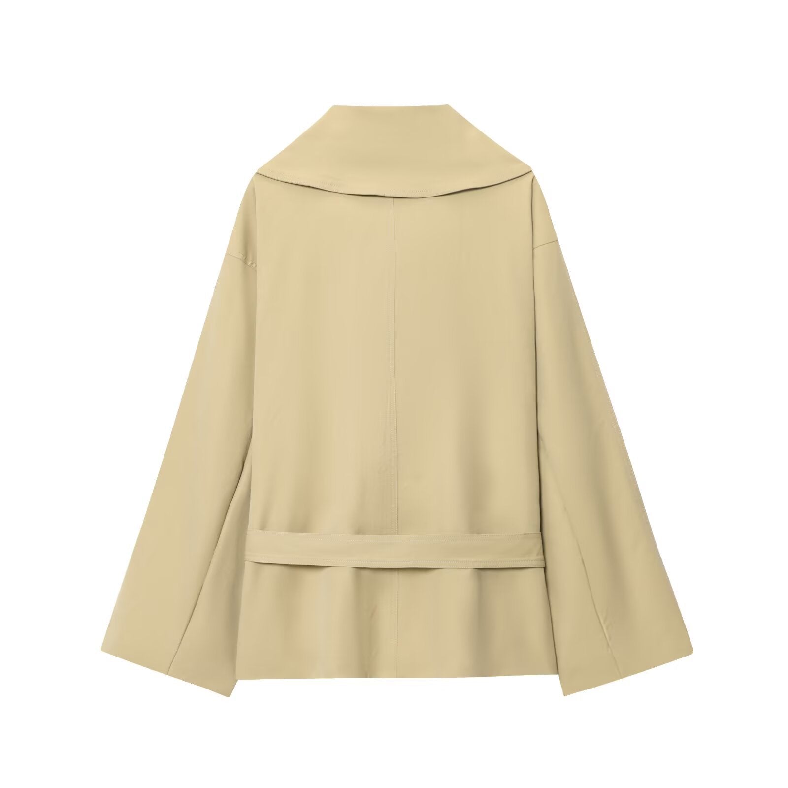 Long Sleeve Jacket With Belt Windbreaker Button Pleated Shorts Fashion Suit