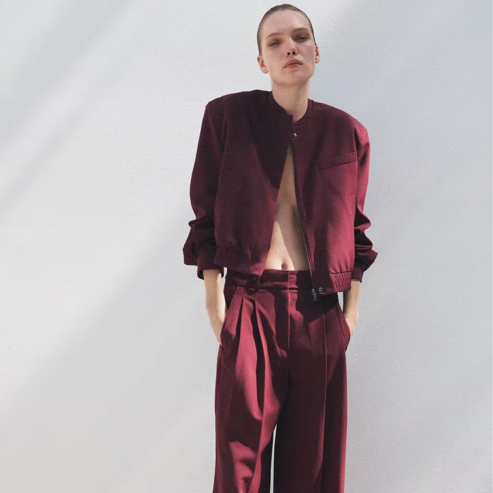 Women's Casual All-match Round Neck Pilot Jacket Suits