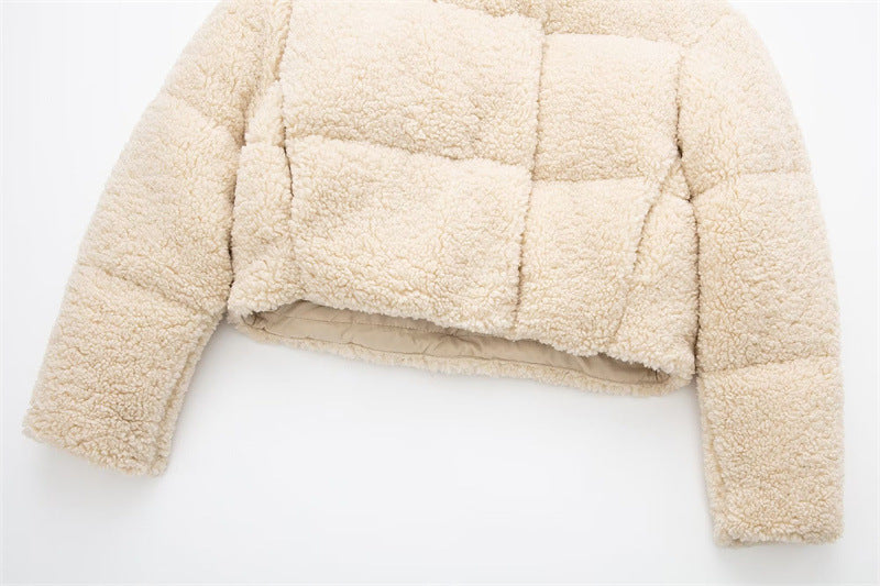 New Fashion Casual Stand Collar Long Sleeve Brushed Warm Cotton Suit Women