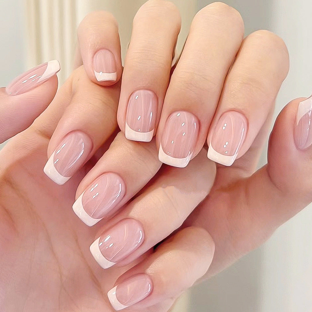 24 Pieces Nail Tips Square Short Simple Removable Boxed Fake Nails