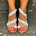 Flat Toe Ring Pearl Flower Sandals