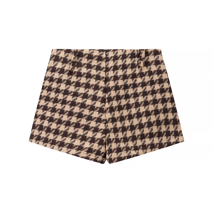 Women's Classic Style Plaid Top Shorts Suit