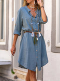 Summer New Women's Solid Color Loose Casual Single-Breasted Dress