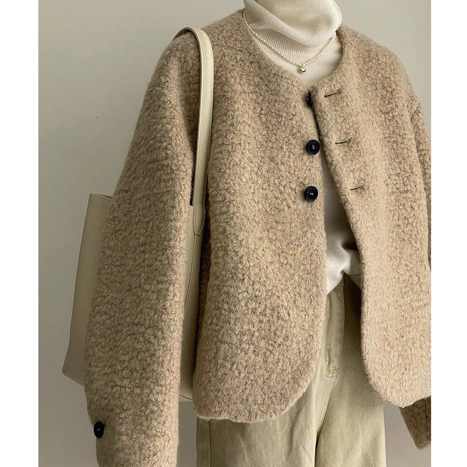 Women's Small Fragrance Short Lamb Fur Coat