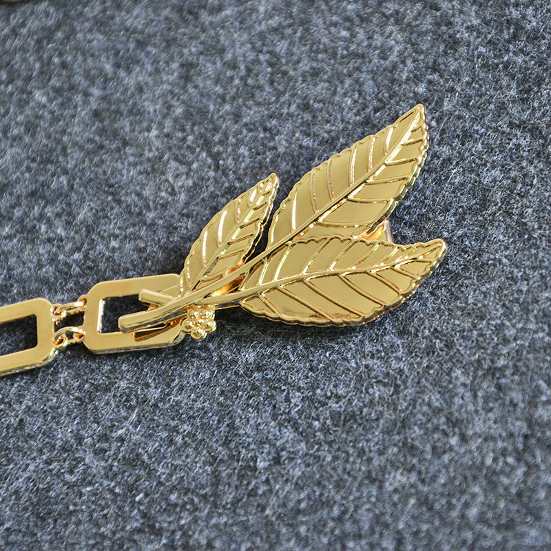 Ladies Metal Waist Chain With Metal Leaf Decoration Ladies Belt