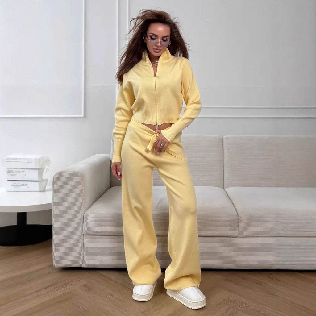 Temperament Commute Zipper Knitting Suit