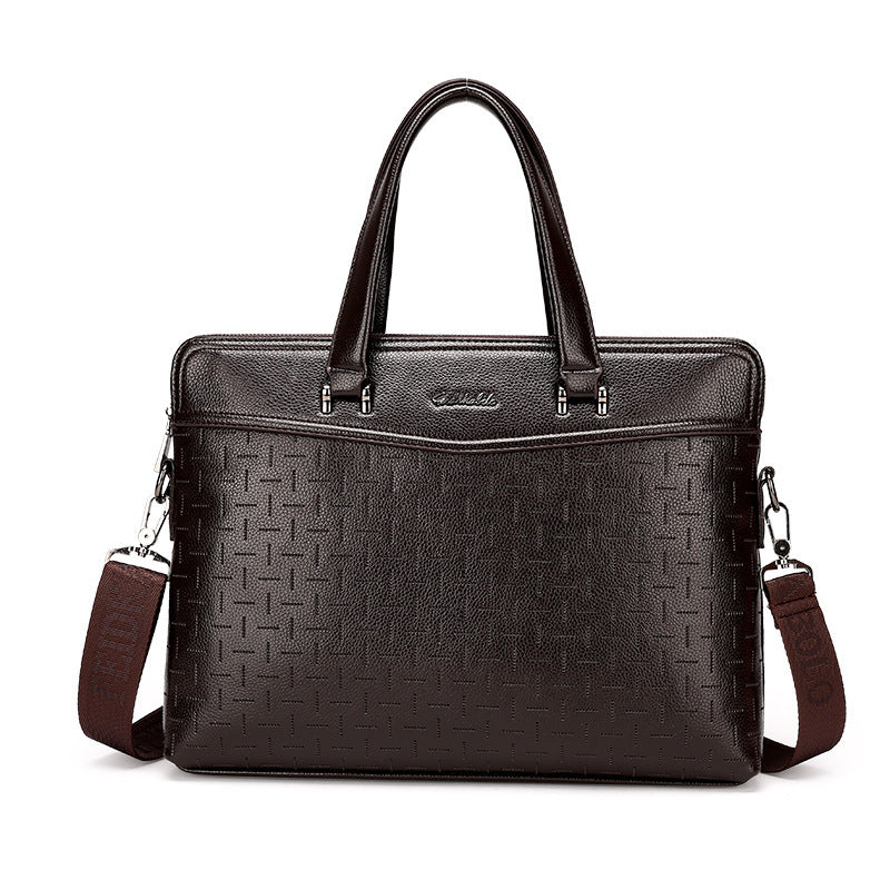 Leather Men's Business Portable Document Computer Shoulder Messenger Bag