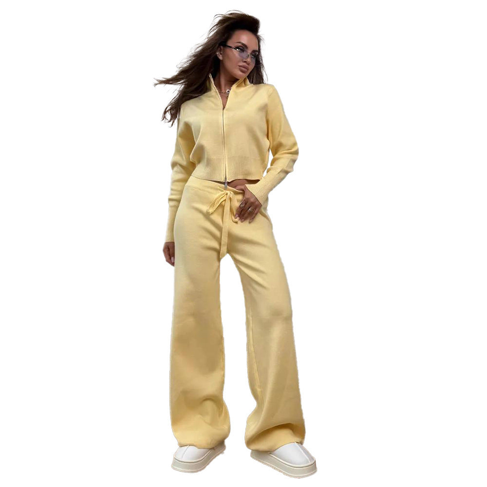 Temperament Commute Zipper Knitting Suit