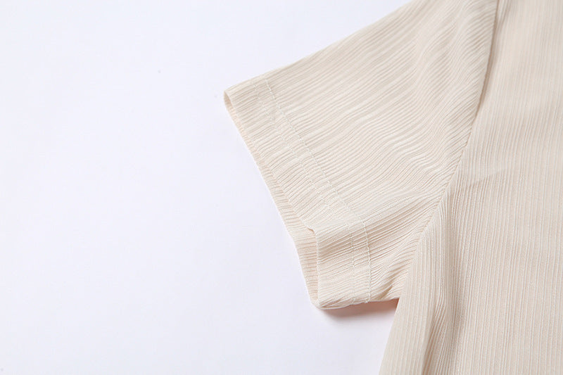 Women's Fashion Short Sleeve V Neck Single Breasted Slim Dress