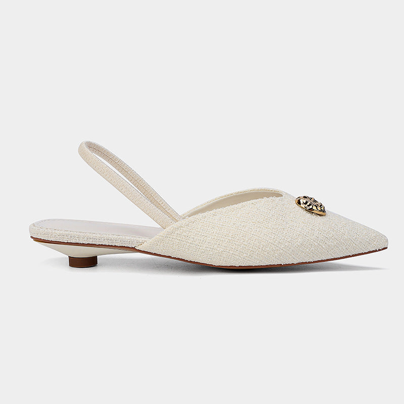 Pointed Toe Stiletto Sandals French Style Temperament Shallow Mouth Pumps Women
