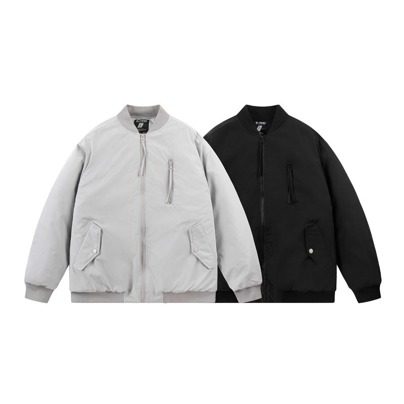 Stand Collar Multi-pocket Baseball Cotton-padded Jacket