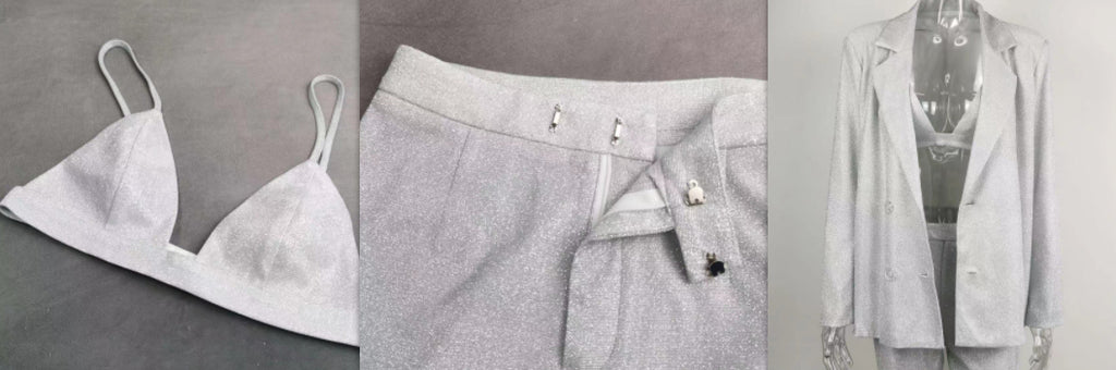 Glitter Suit Jacket Underwear Straight Leg Pants Suit