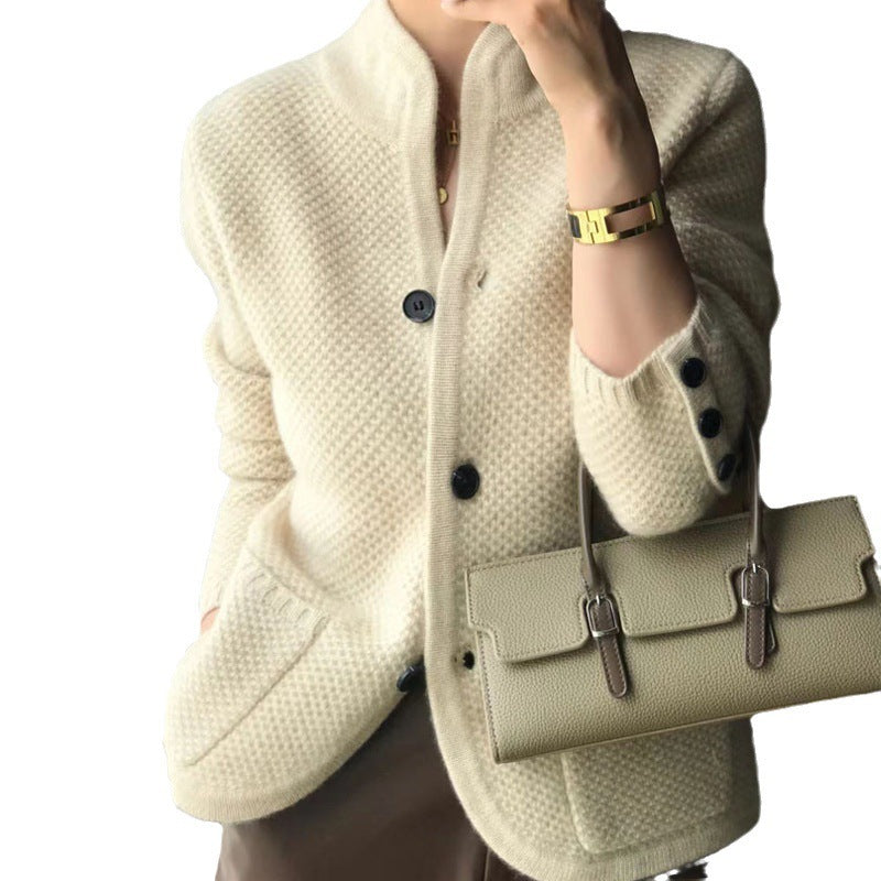 New Autumn Knitted Cardigan Stand Collar Loose Coat