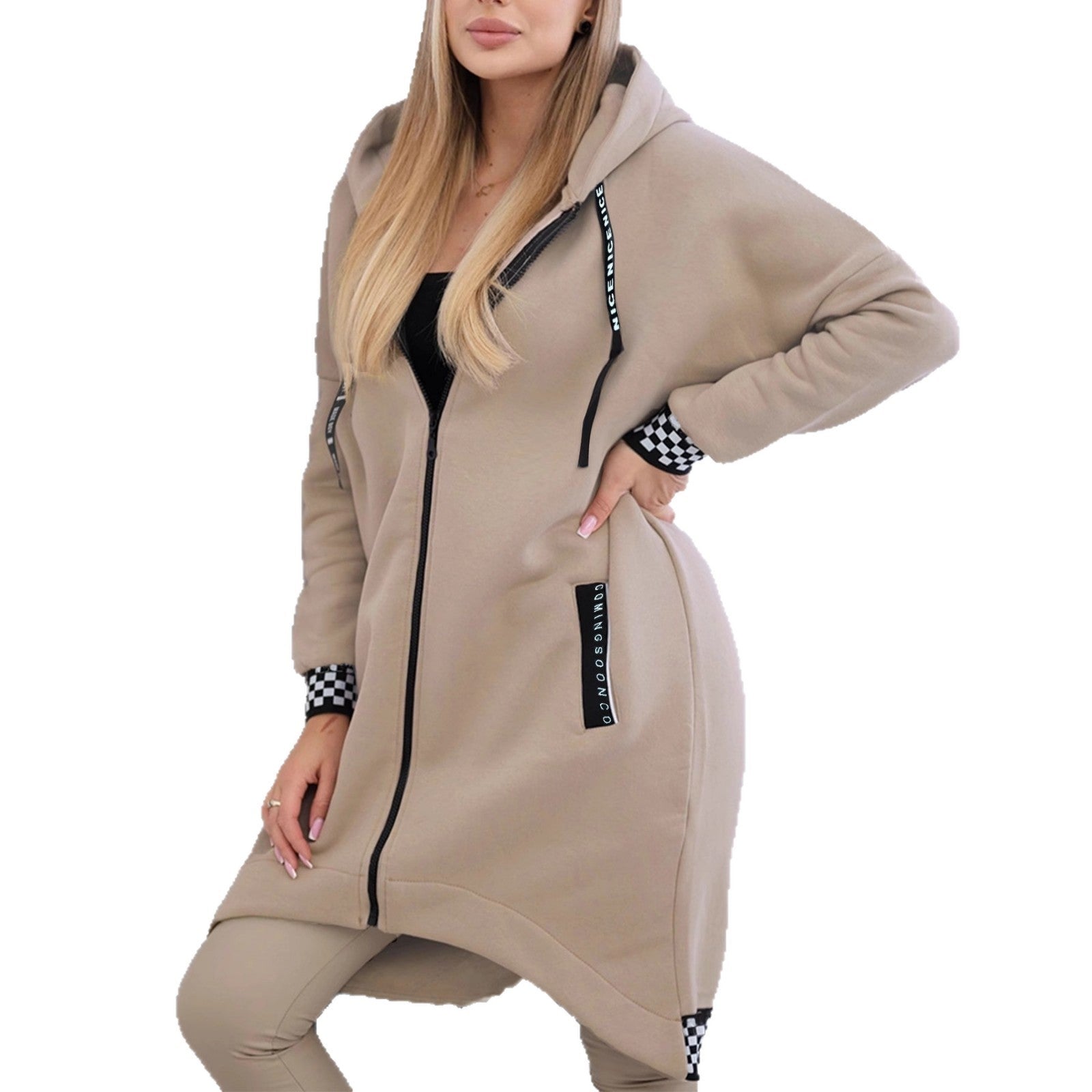 Women's Clothing Long Hooded Loose And Warm Long Sleeve Trench Coat