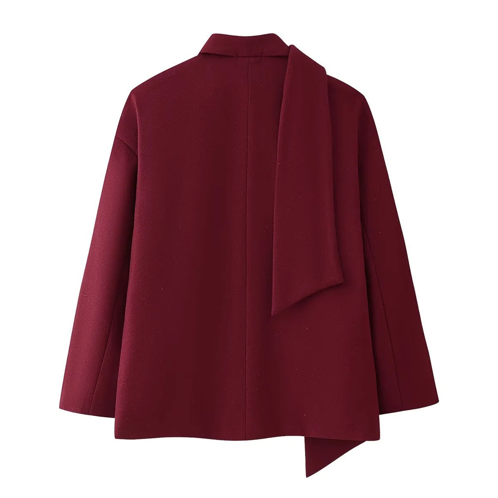 Women's Retro Loose Casual Long Sleeve Scarf Woolen Coat