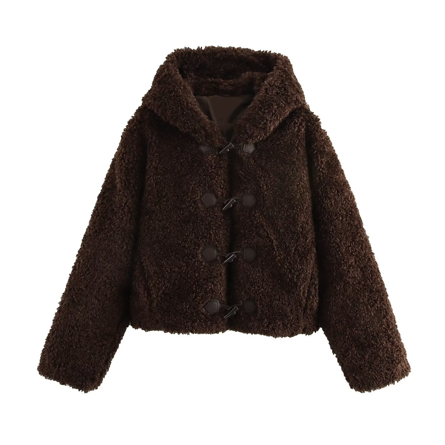 Women's String Button Faux Fur Coat