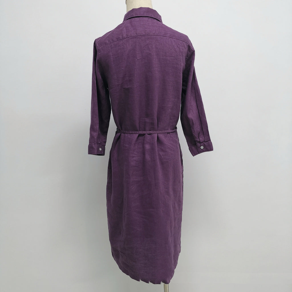 Women's Fashion Single-breasted Half Cardigan Mid-length Shirt Dress