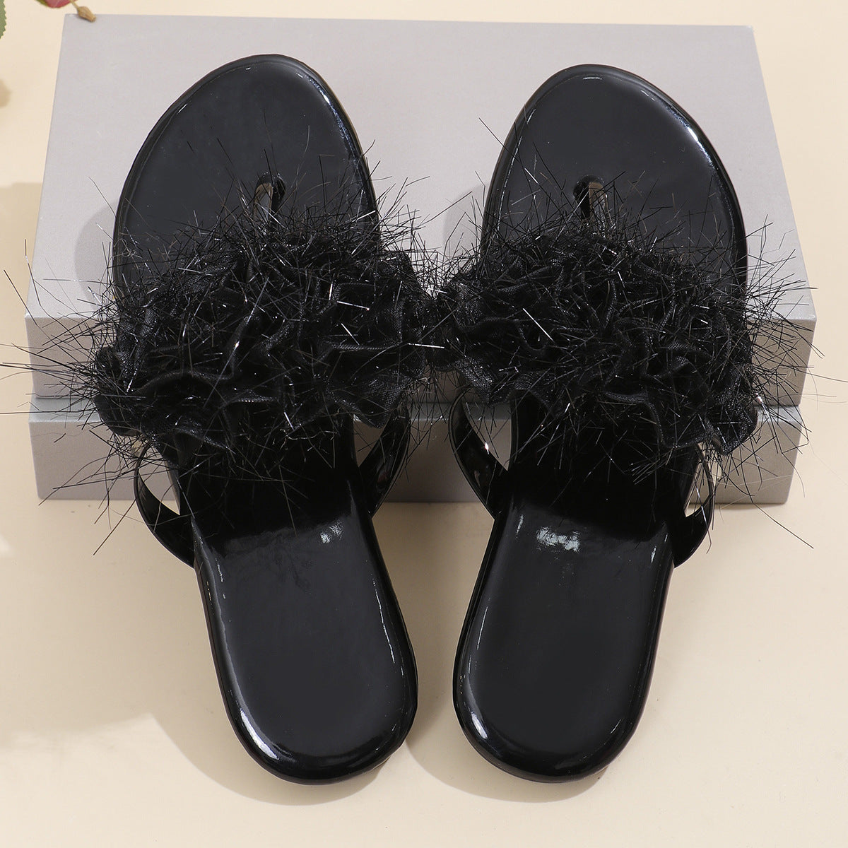 Flower Sequined Thong Sandals Summer Outdoor Comfortable Flip-flops Slippers New Fashion Flat Beach Shoes