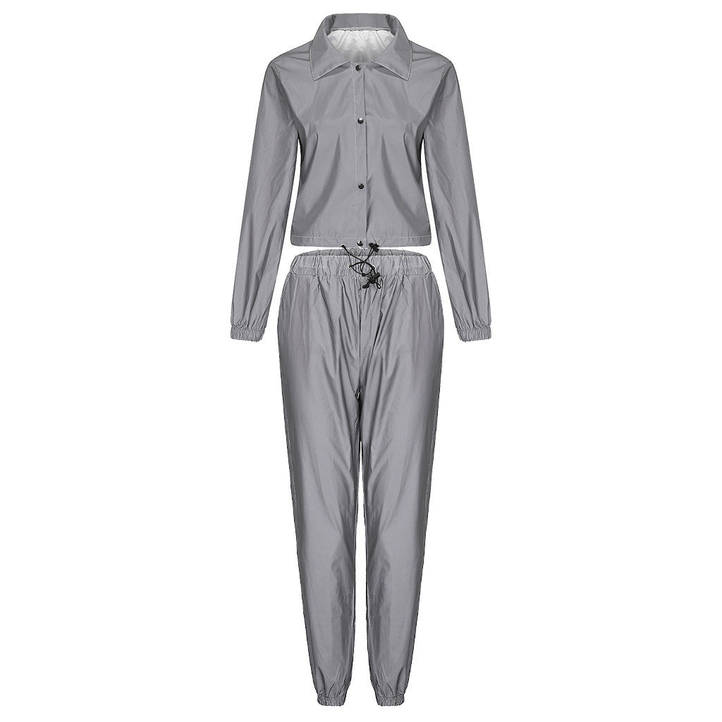 Reflective Button Two-piece Suit Women