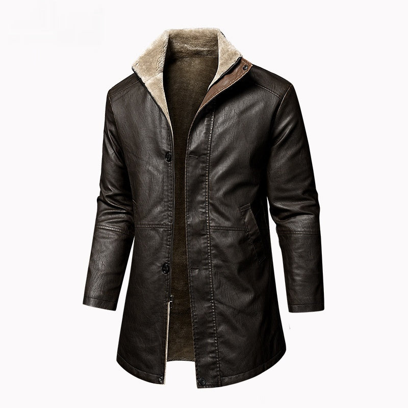 Men's Leather Extended Plus Size Men's PU Leather Coat