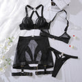 Complex Craft Sheer Mesh Sexy Cutout Sexy Lingerie Five-piece Set