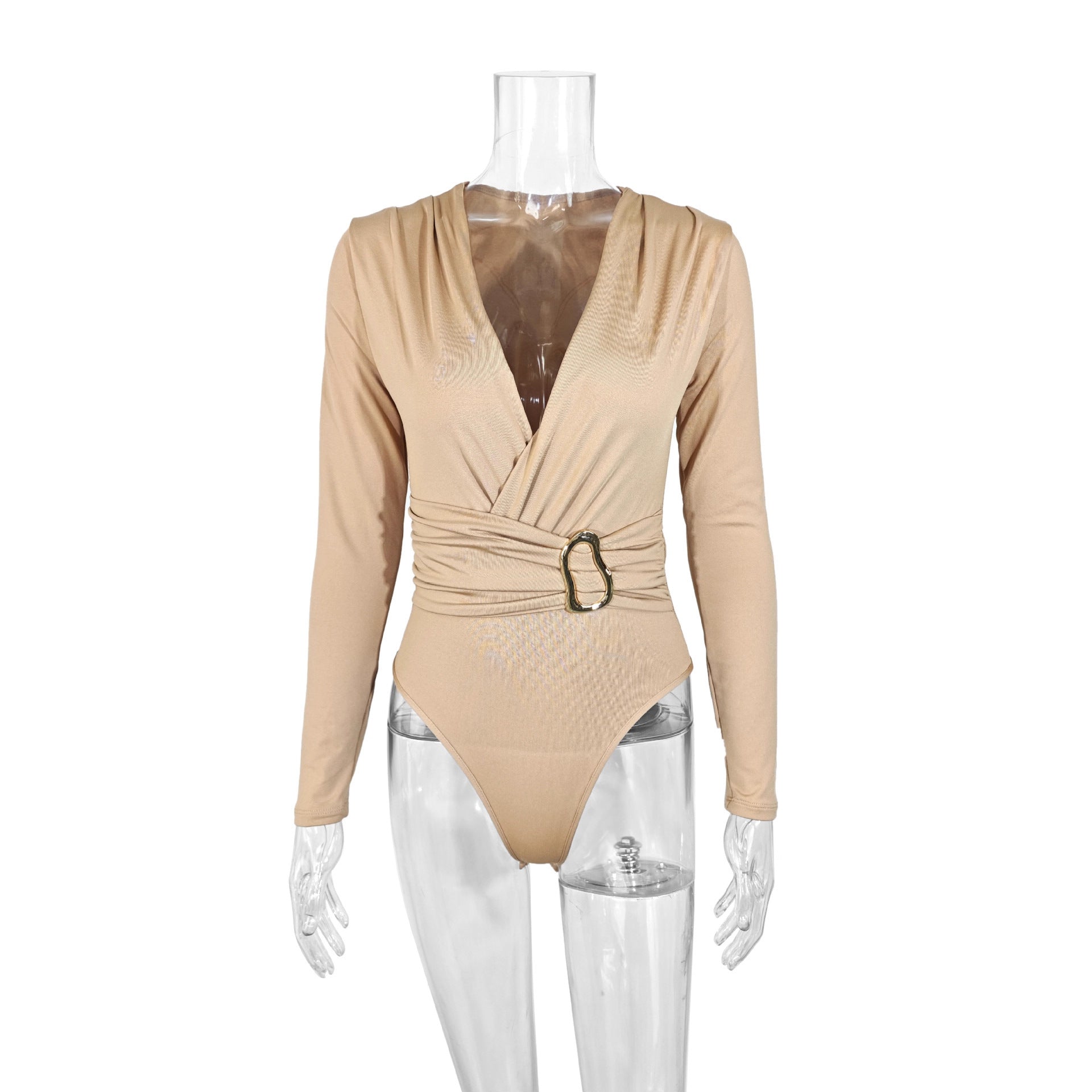 Fashion V-neck Tight Long-sleeved Bodysuit