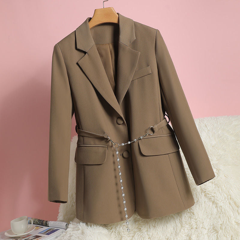 Korean Style Elegant Belt Chain Suit