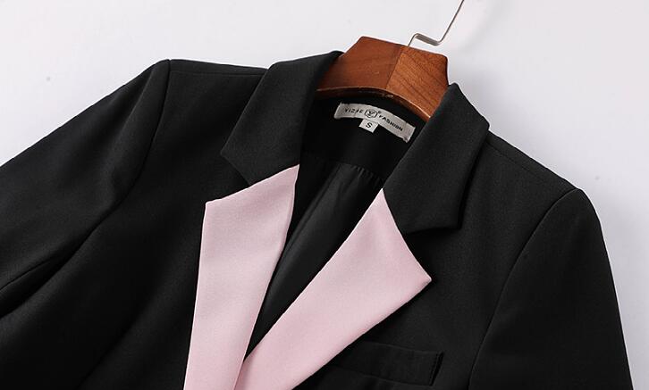 Fashion Spliced Jacket Ankle Pants Suit