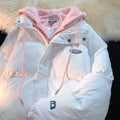 Women's Fake Two-piece Hooded Loose Cotton-padded Coat