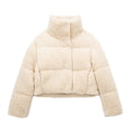New Fashion Casual Stand Collar Long Sleeve Brushed Warm Cotton Suit Women