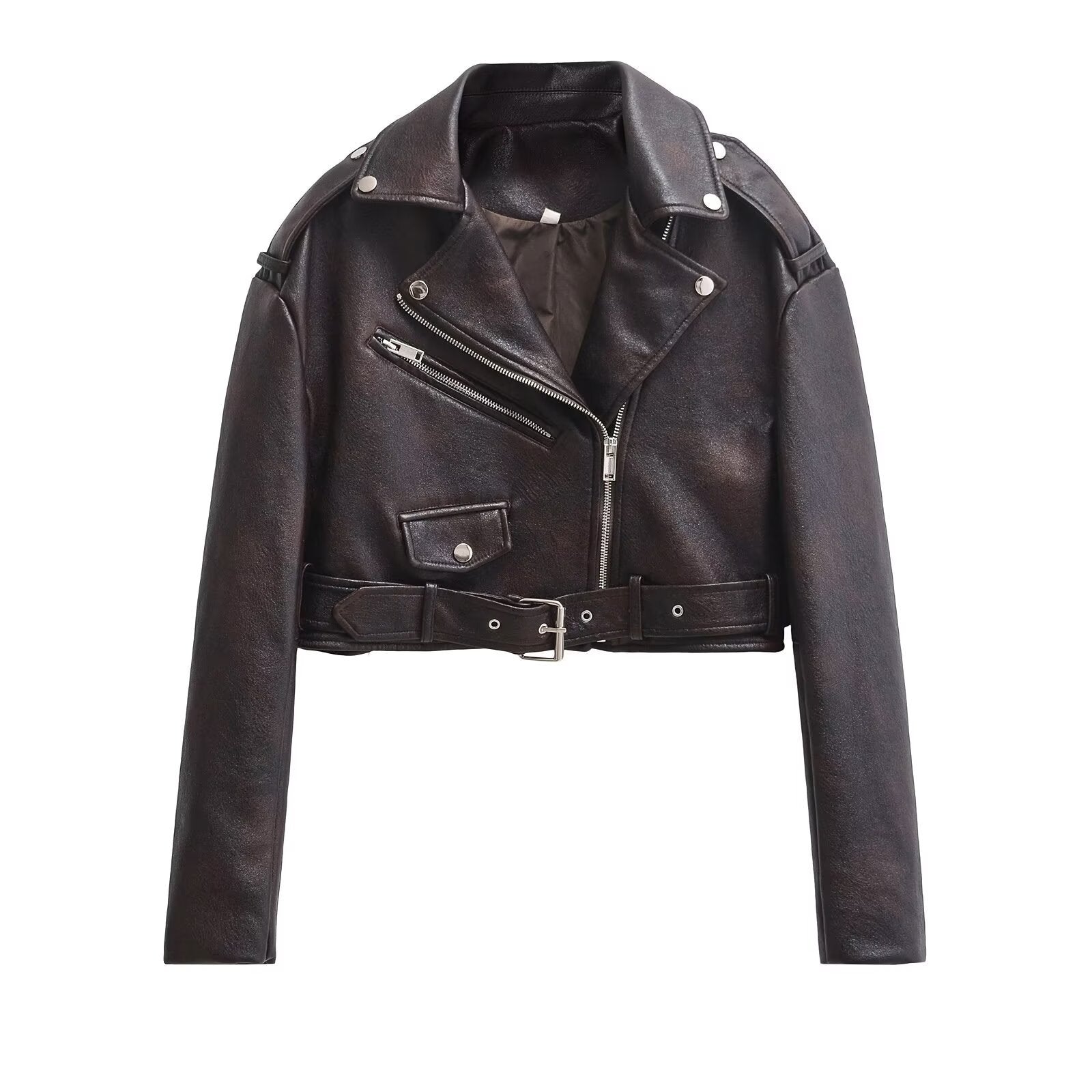 Women's Lapel Faux Leather Coat Fashion