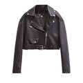 Women's Lapel Faux Leather Coat Fashion