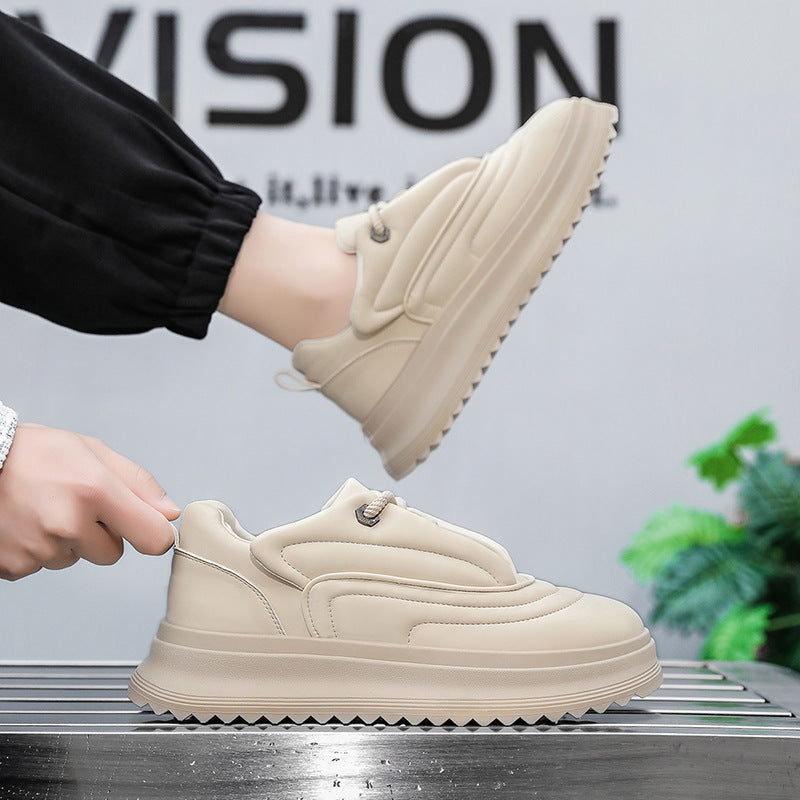 Versatile Student PU Leather Sports Height Increasing Leisure Thick Bottom Bread Shoes