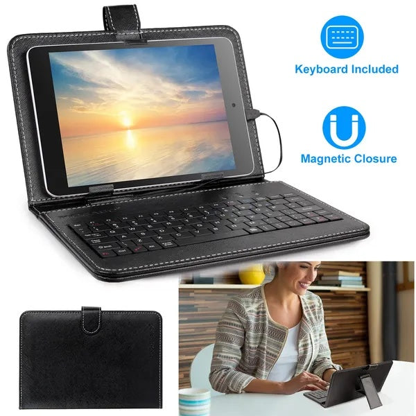 7.9in Protective Keyboard Case PU Leather Back Stand Tablet Cover Via USB 2.0 Cable