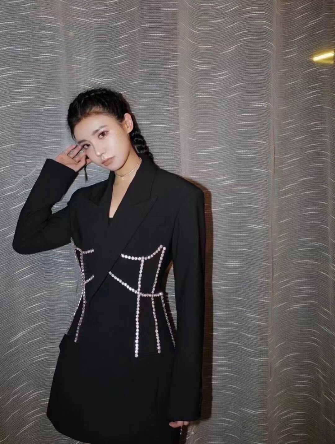 Autumn New Niche Design Heavy Industry Nail Drill Waist Profile Suit